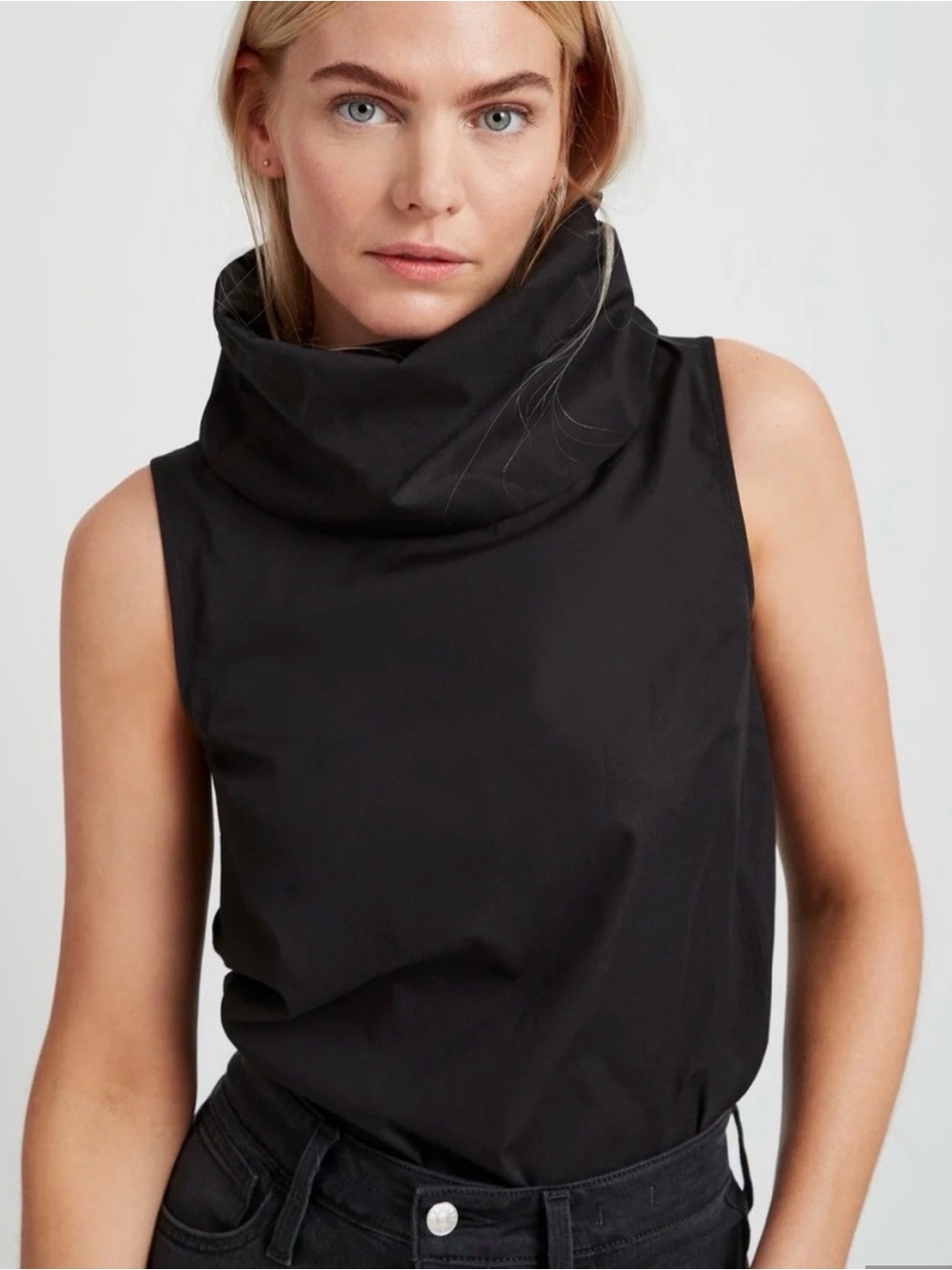 Marcella Cowl Neck Sleeveless Tank Top in Black